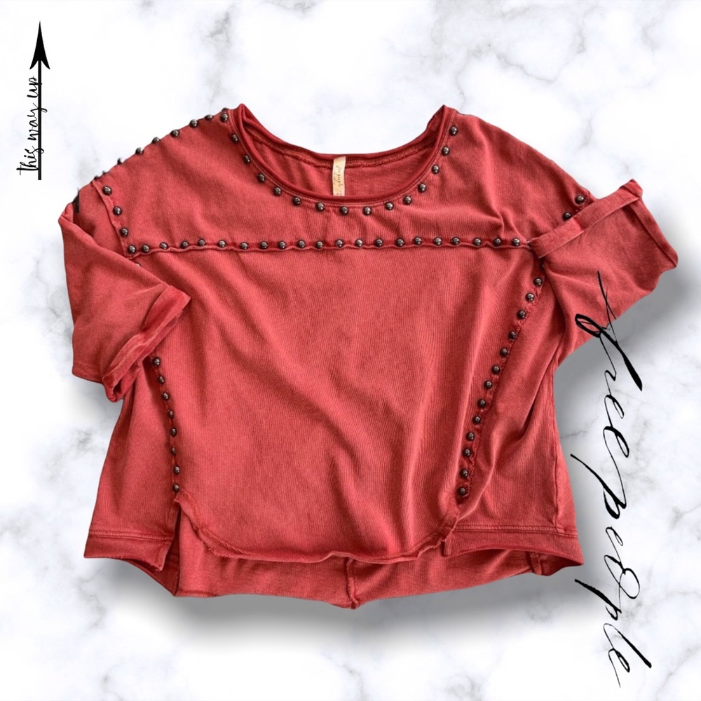 FREE PEOPLE Burnt Orange Nailhead Top